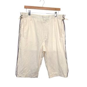 BILLY REID Heirloom 38 Shorts Slub Linen Ivory Shorts 3D Blue Red Side Striped